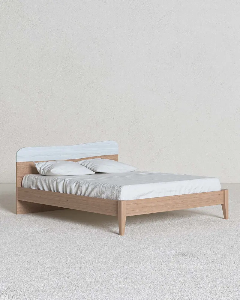 Letto Fly con piedi in legno - Matrimoniale - 10 colori - Design moderno