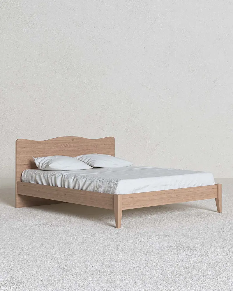 Letto Onda con piedi in legno - Matrimoniale - 10 colori - Design moderno