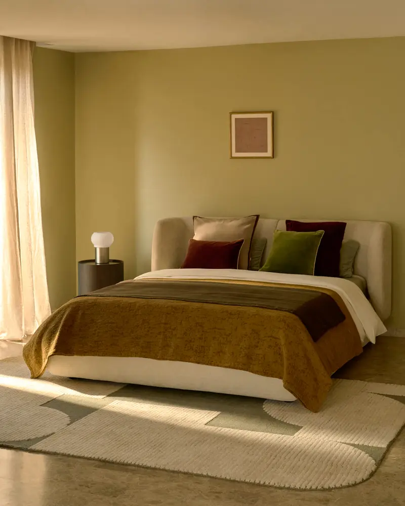 Letto sfoderabile con contenitore Nerla in ciniglia beige per materasso 180 x 200 cm