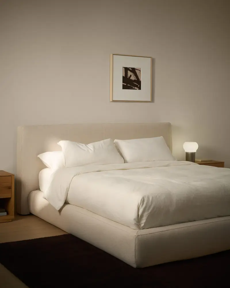Letto sfoderabile con rete sollevabile Blok écru per materasso da 180 x 200 cm FSC Mix Credit
