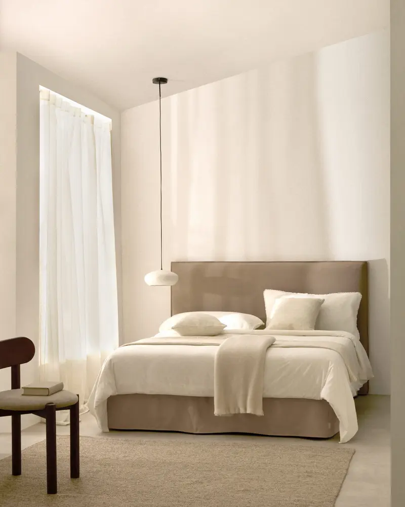 Letto sfoderabile Jaira in lino e cotone topo per materasso da 150 x 190 cm FSC Mix Credit