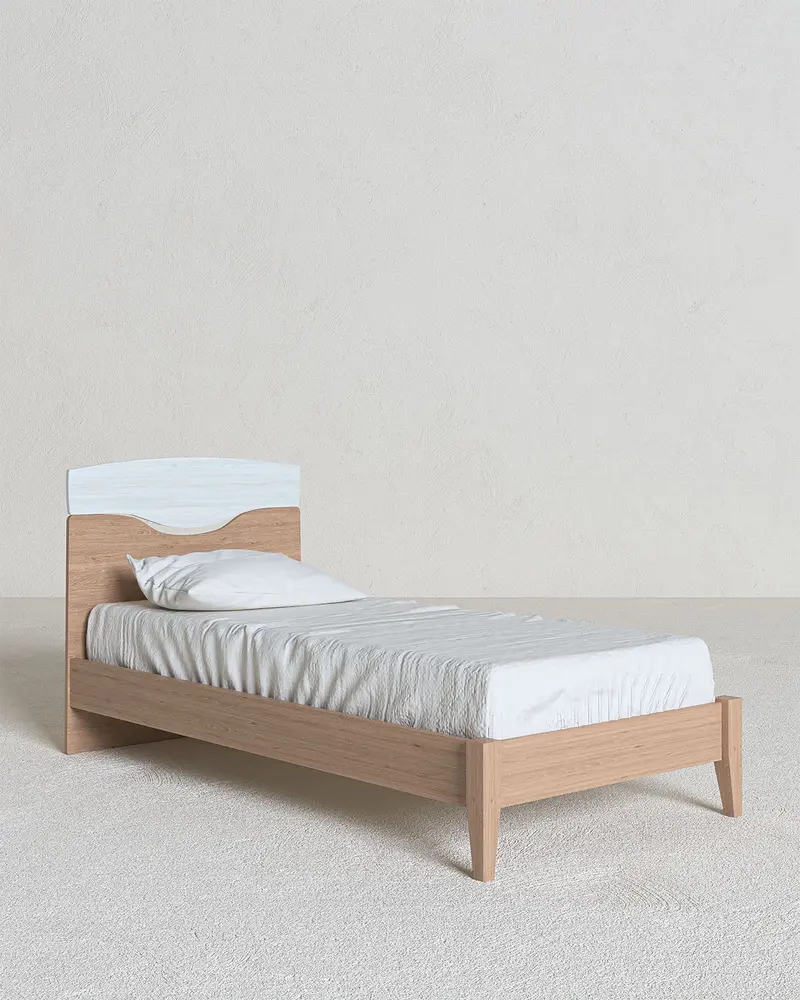 Letto smile con piedi in legno, letto singolo e piazza e mezza +10 colorazioni