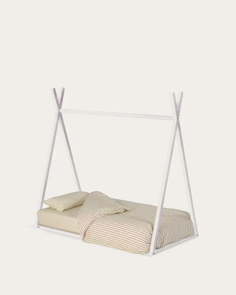 Letto tipi Maralis in legno massello di faggio finitura bianca 70 x 140 cm