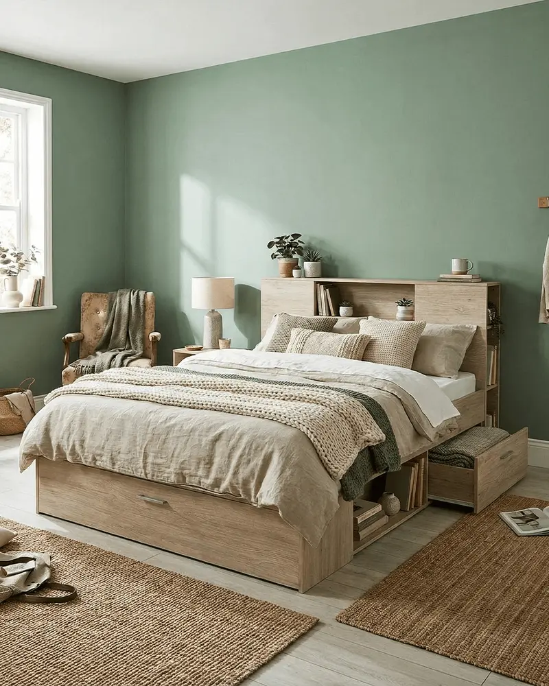 Letto VELTIRA con Contenitore e Testiera con Ripiani – Design Moderno Salvaspazio per Cameretta