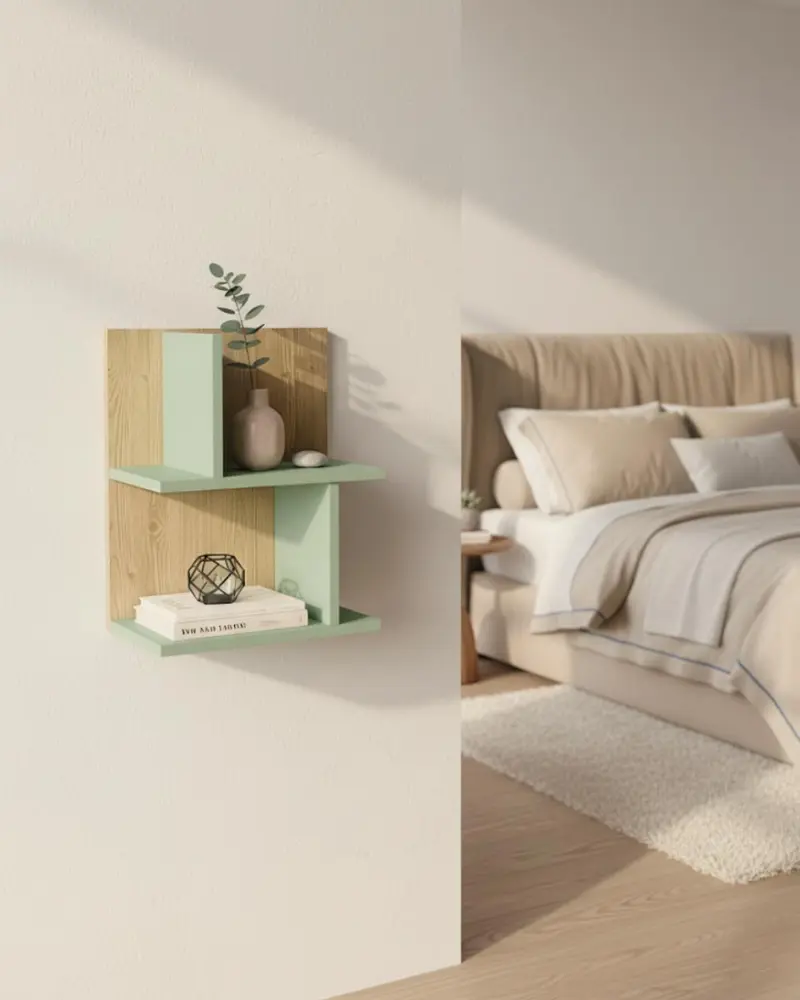 Libreria a muro Tivaro - Mensola pensile in truciolato color legno - 7 varianti colore dei ripiani - Design compatto e versatile