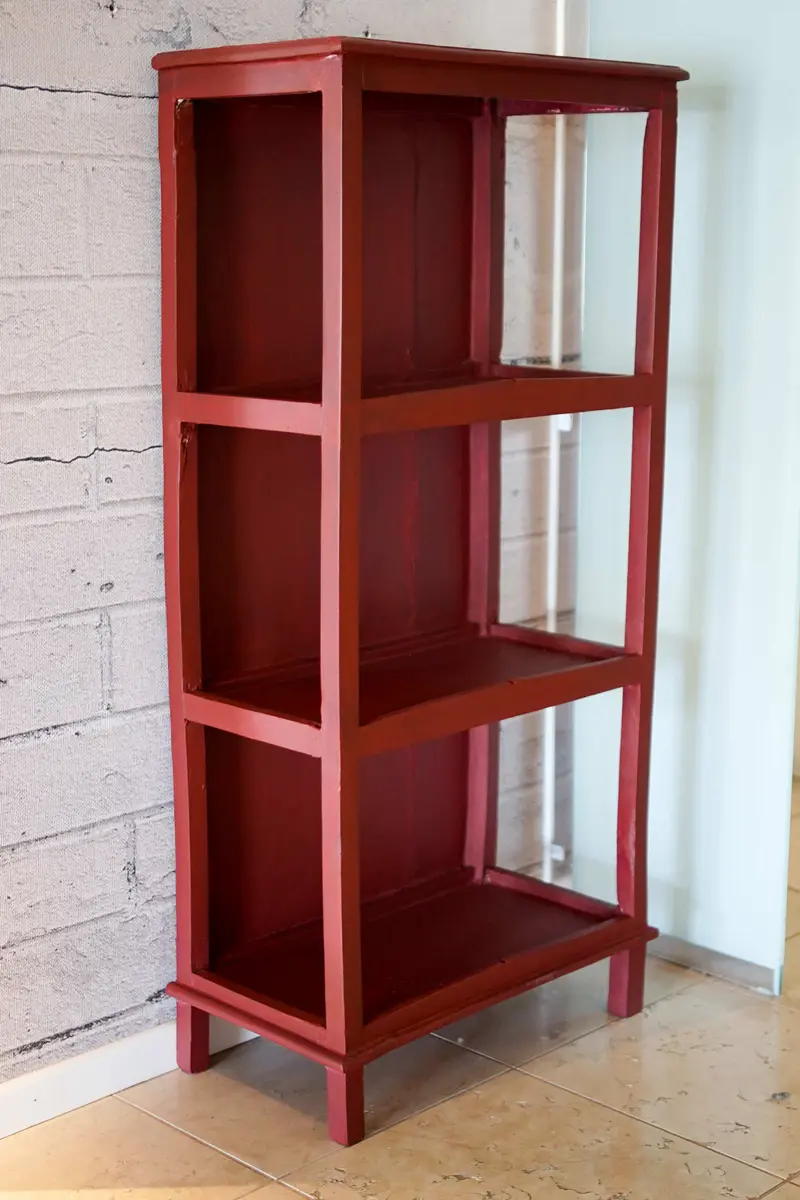 Libreria Indiana in Teak laccato porpora