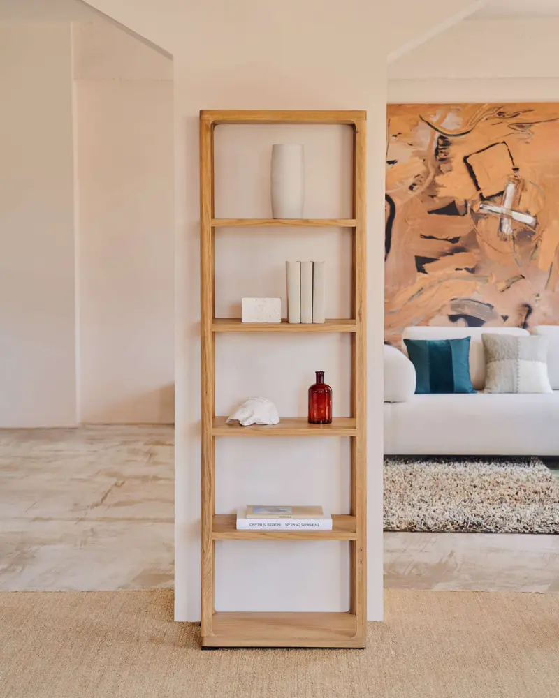 Libreria Maymai con struttura in legno massiccio di rovere 60 x 193 cm