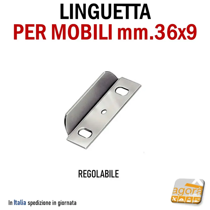 LINGUETTA L PER MOBILI SERRATURA ANTA CASSETTO MM.36X9H REGOLABILE ZINCATA 10PZ