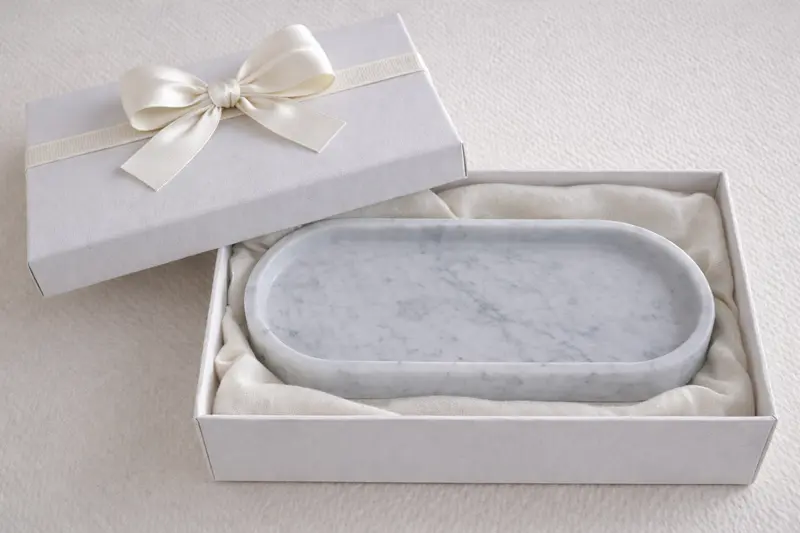Little OVO White Marble Wedding Favor with Gift Box