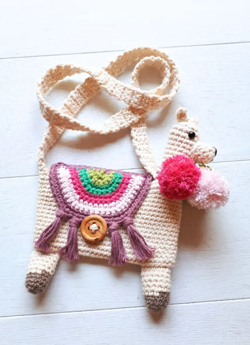 Llama purse, toddler girl purse with stuffed llama plush