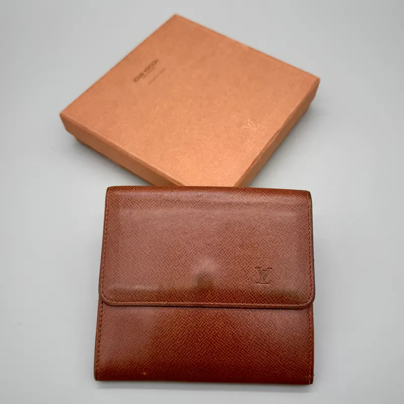 Louis Vuitton portafoglio in pelle marrone da uomo con scatola 1990 ca