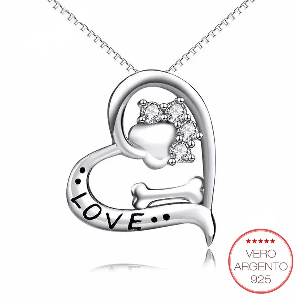 "LoveMyDog" - collana in argento amore per il mio cane - IN ESCLUSIVA