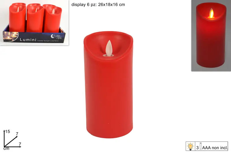 LUMINO C/MOVIMENTO FIAMMA BATT.15CM ROSSO ART.LED-36XYB-PR/R