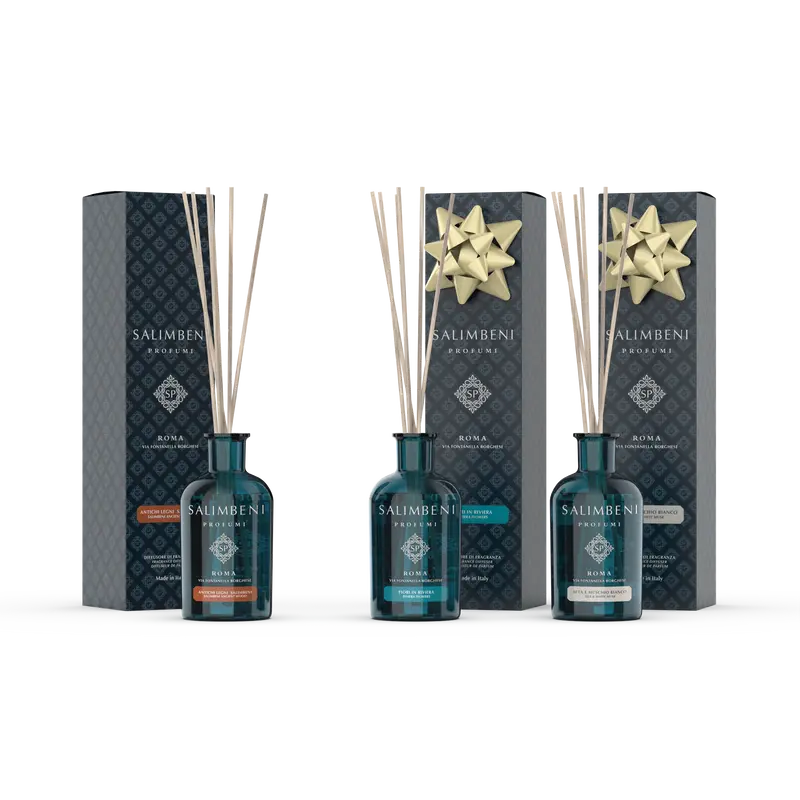 Madeiras Antigas Salimbeni 100 ml + Flores em Riviera 100 ml em OFERTA + Seda e Musgo Branco 100 ml em OFERTA