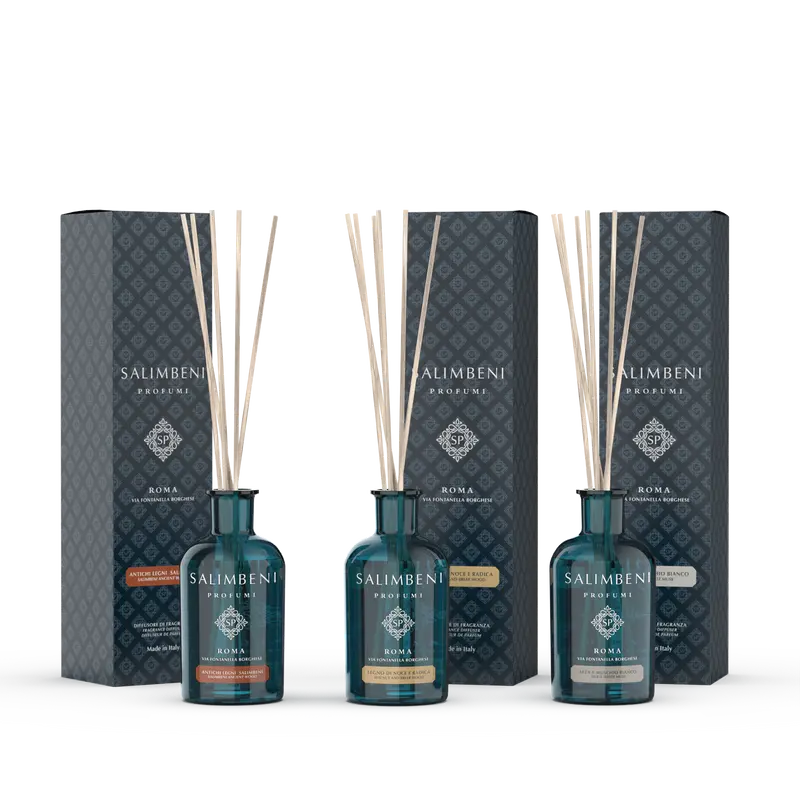 Madeiras Antigas Salimbeni 100 ml + Madeira de Nogueira e Briar 100 ml À ESCOLHA em OFERTA + Seda e Musgo Branco 100 ml À ESCOLHA em OFERTA
