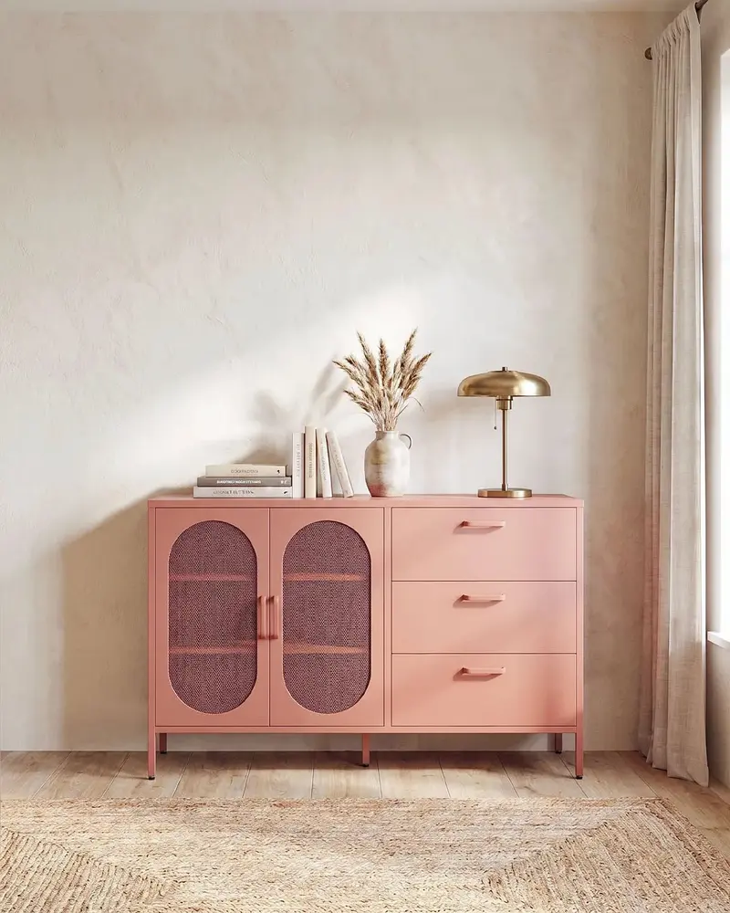 Madia Elisse HARMONY - Terracotta - Madia Moderna in metallo verniciato - 2 Ante 3 Cassetti