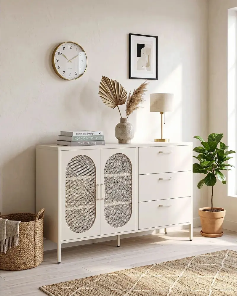 Madia Elisse HARMONY - Tortora - Madia Moderna in metallo verniciato - 2 Ante 3 Cassetti