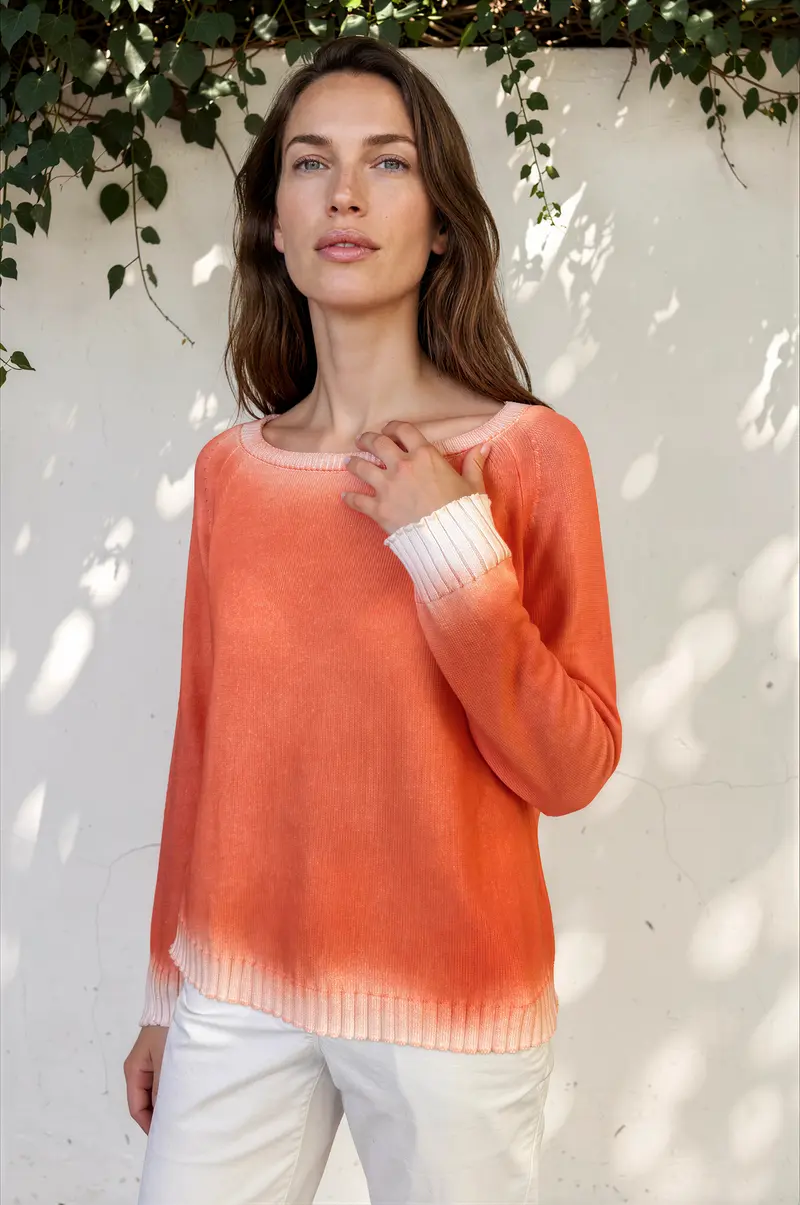 MAGLIA LORAINE in cotone sfumata corallo