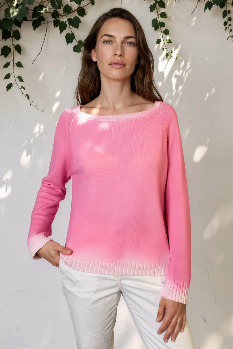 MAGLIA LORAINE in cotone sfumata rosa tea