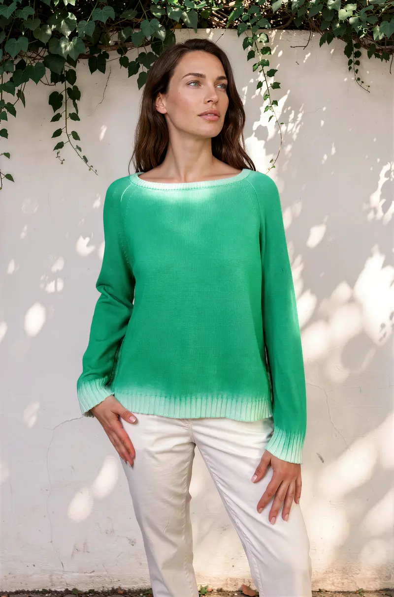 MAGLIA LORAINE in cotone sfumata smeraldo