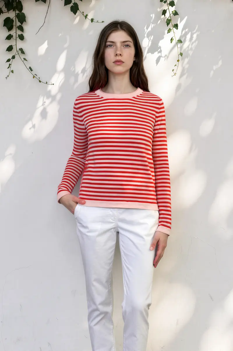 MAGLIA SOLARIA - rosa e ciliegia in cotone e seta