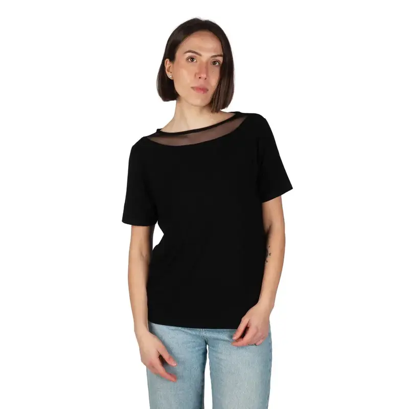 Maglia sottogiacca donna in Bamboo a mezza manica con tulle | Mariotti Lab