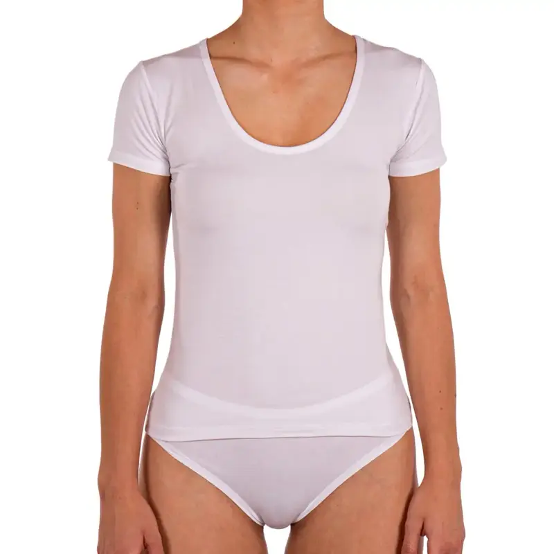 Maglia T-Shirt sottogiacca donna a paricollo a mezza manica in Modal | Mariotti Lab