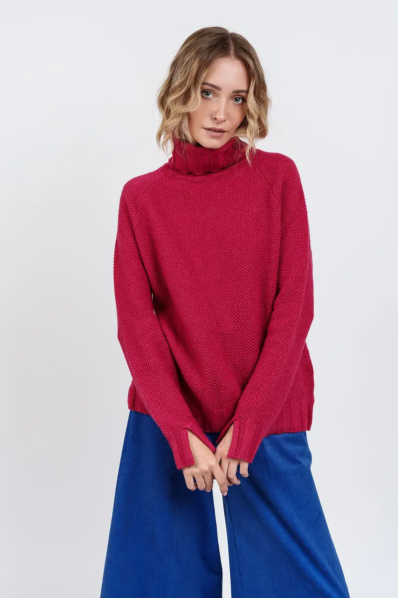 MAGLIA TETI DOLCEVITA CILIEGIA in ecocashmere