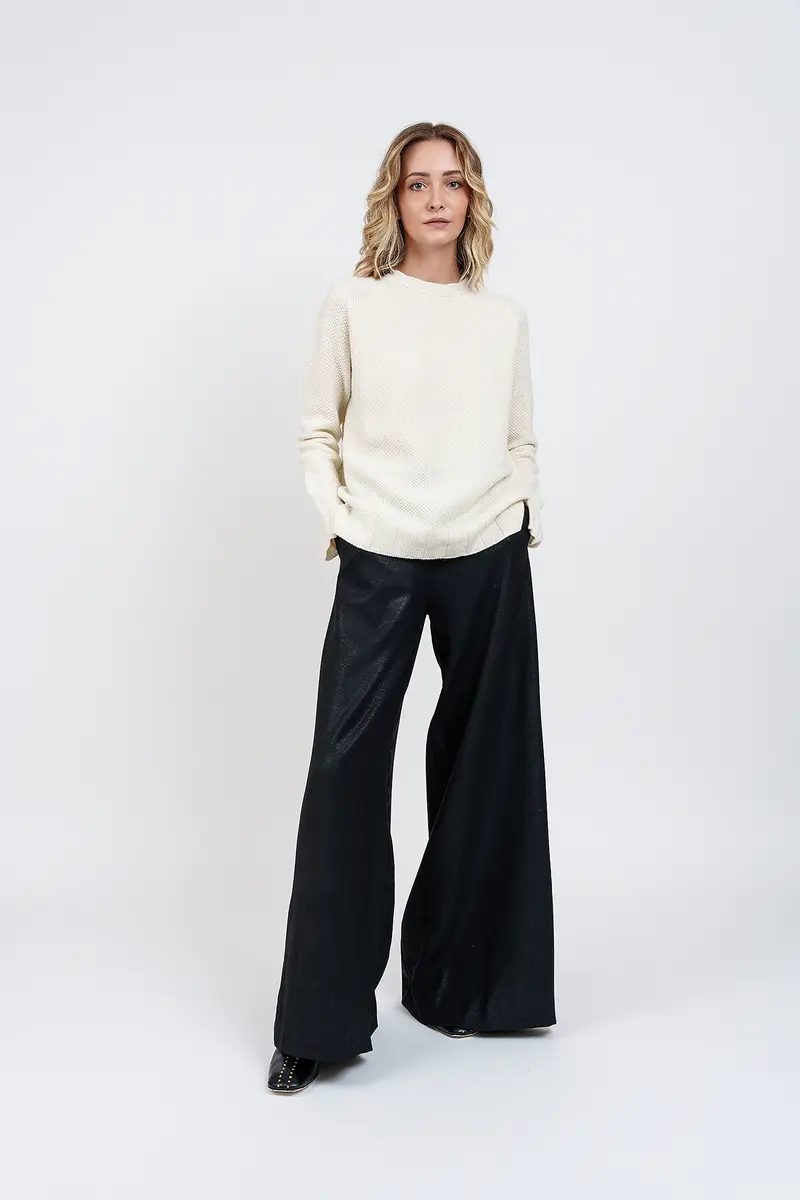 MAGLIA TETI GIROCOLLO AVORIO in ecocashmere