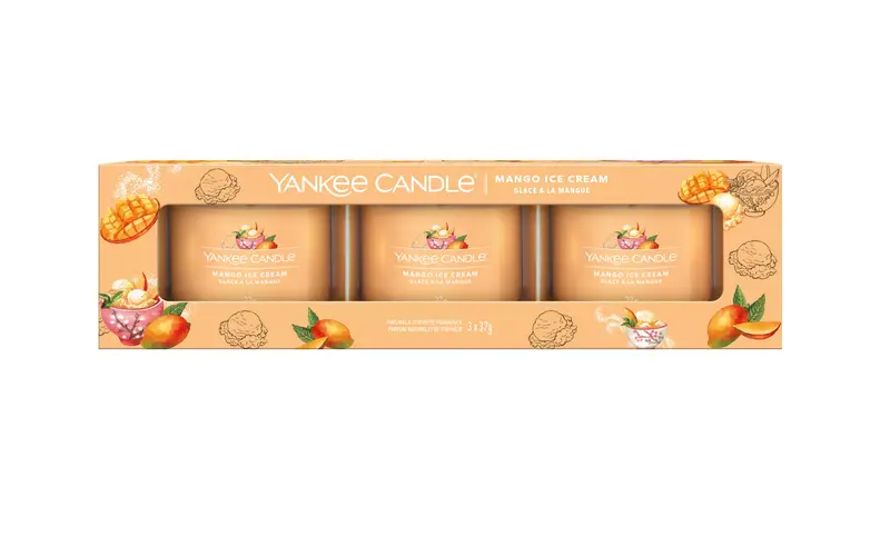 MANGO ICE CREAM Yankee Candle Confezione Regalo 3 Candela Votive in Vetro