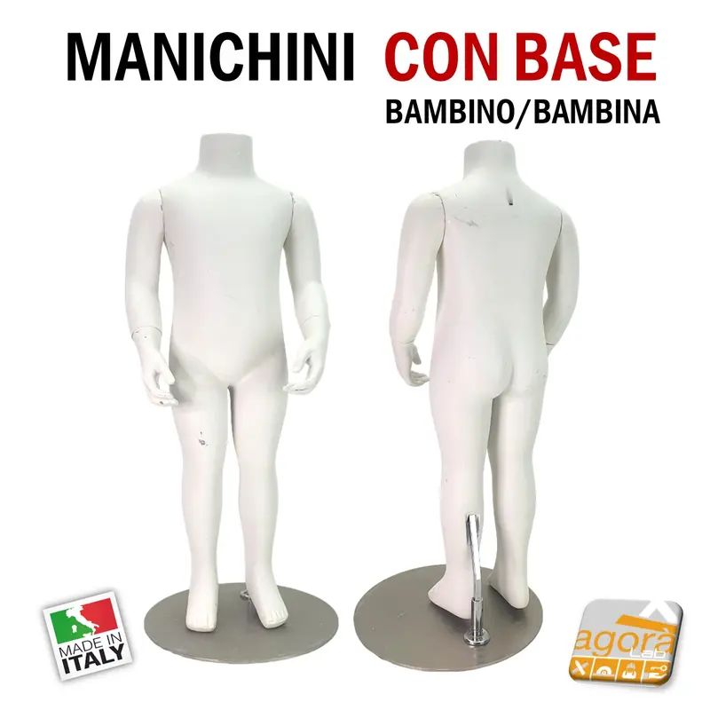 MANICHINO BAMBINO BIMBO CON BASE H 72 BIANCO BRACCIA E GAMBE SMONTABILE