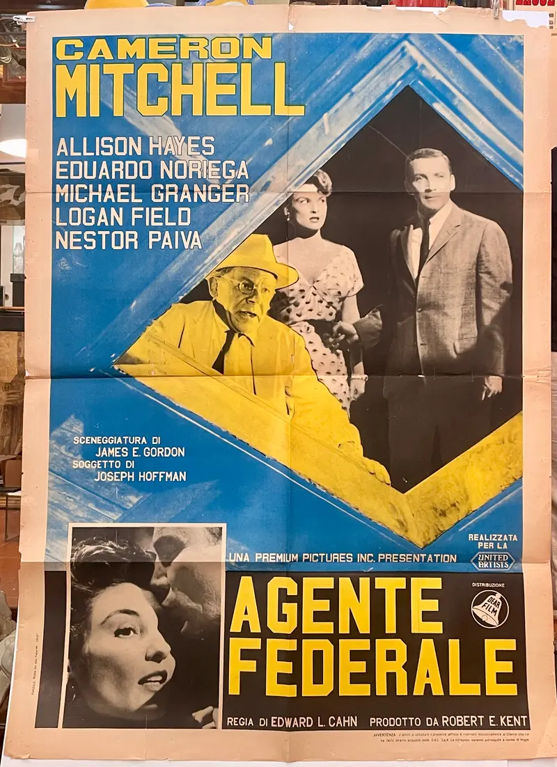Manifesto "Agente Federale" cinema film 2F Camerin Mitchell 1960