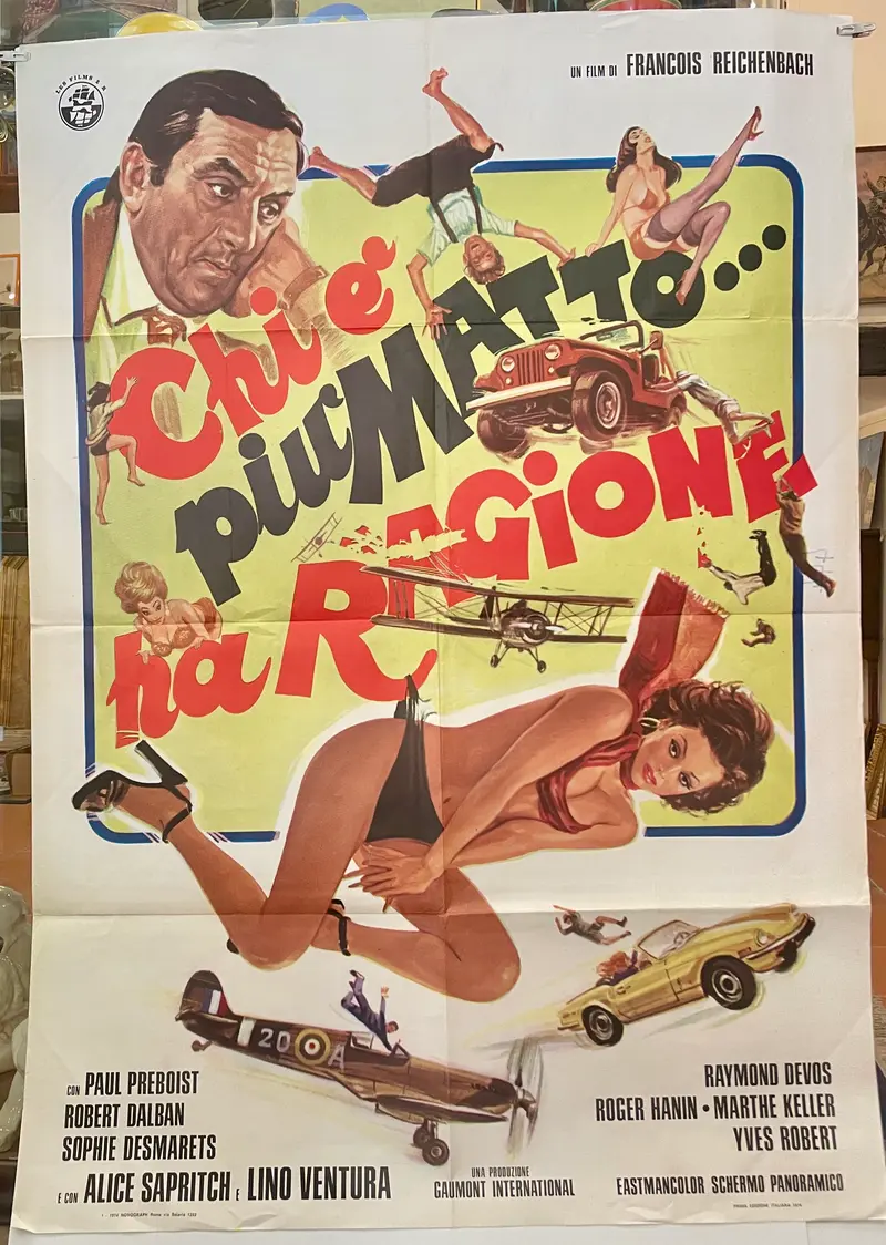Manifesto “Chi è più matto... Ha ragione" cinema film 2F Gaumont International 1973