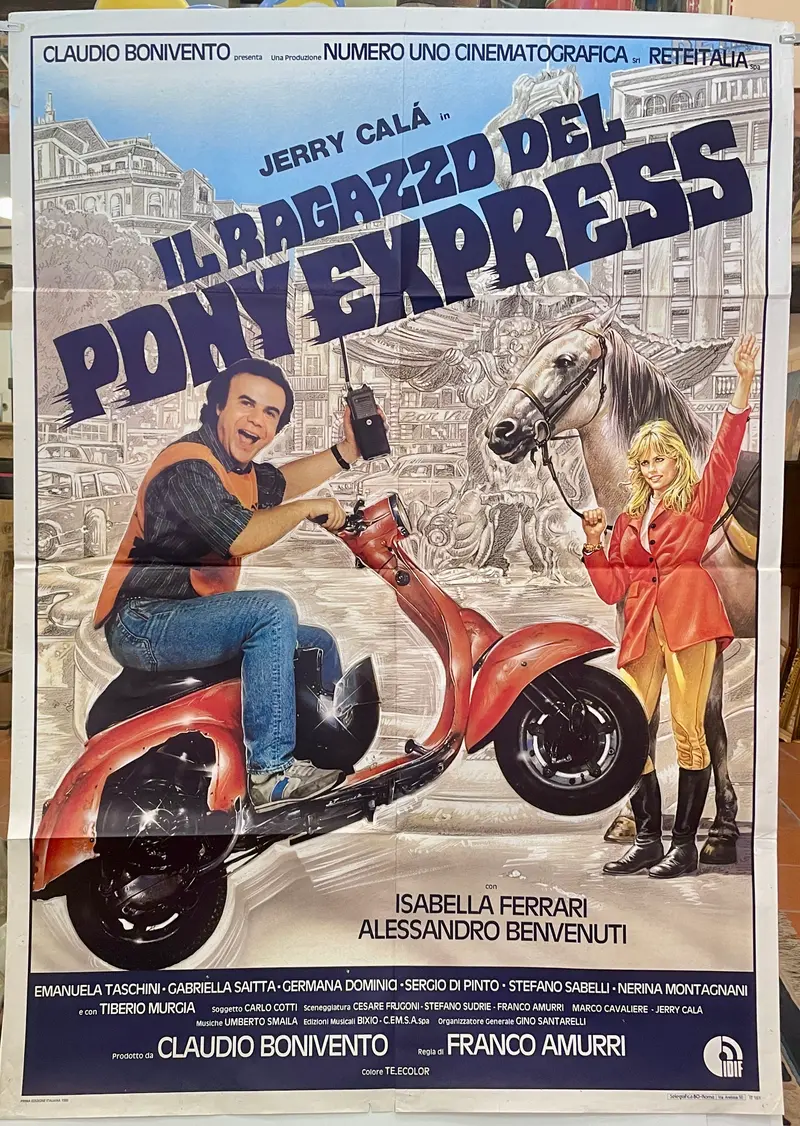 Manifesto “Il ragazzo del pony express" cinema film 2F Jerry Calà 1986