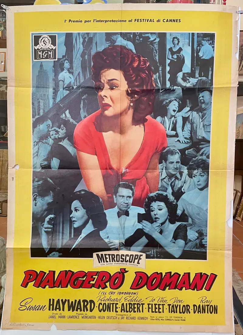 Manifesto “Piangerò domani" cinema film 2F Susan Hayword MGM 1955