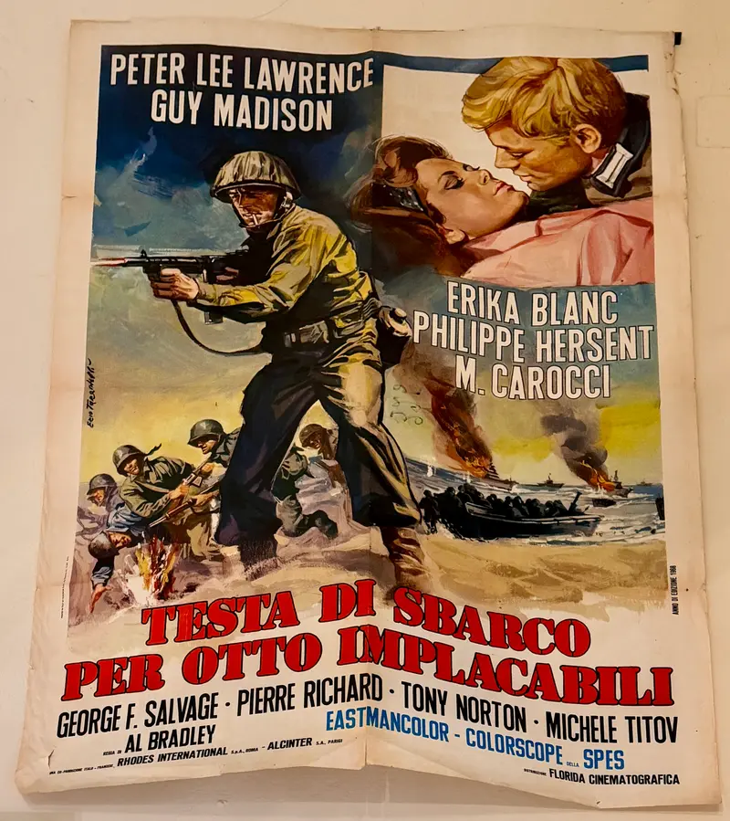 Manifesto “Testa di sbarco per otto implacabili" cinema film 2F Alfonso Brescia 1968