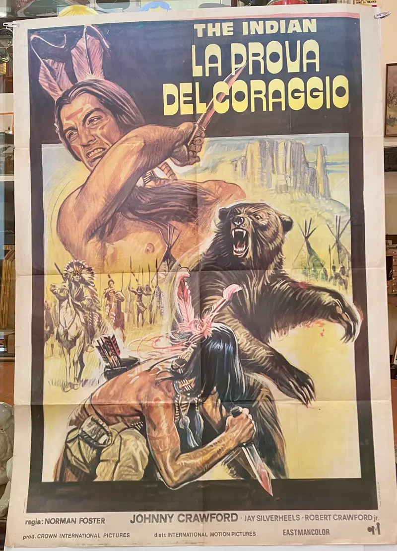 Manifesto “The Indian la prova del coraggio" cinema film 2F Crown International pictures 1965