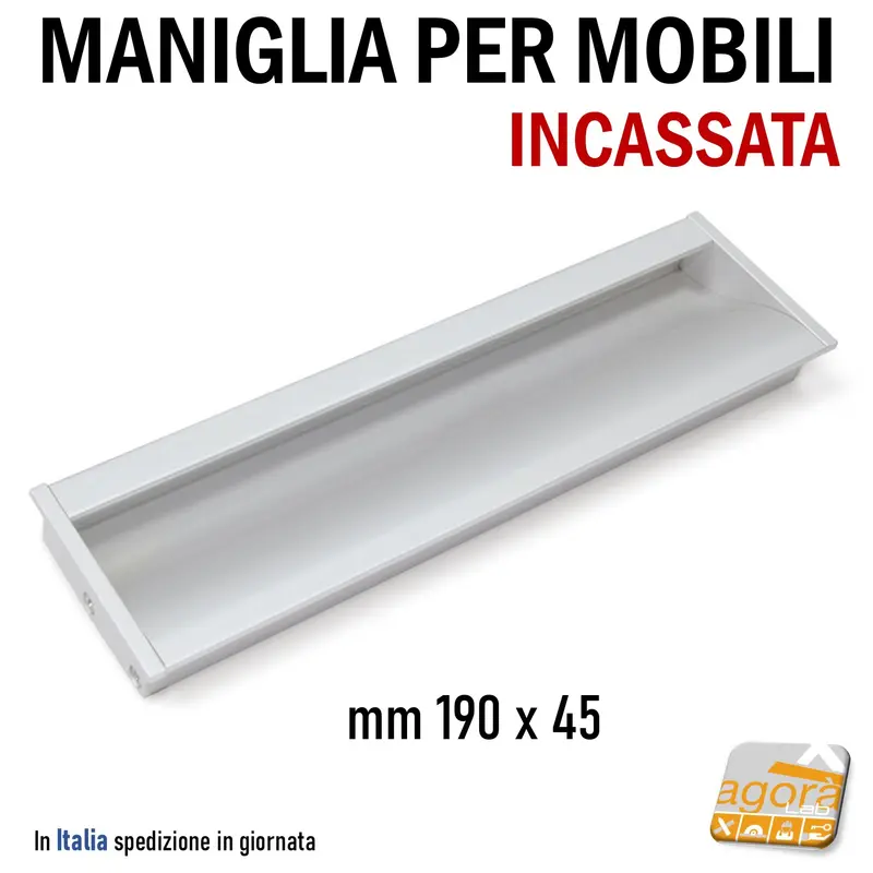 Maniglia per Mobili Incassata Cassettiera incassato Argento Alluminio 190mm Alfafar