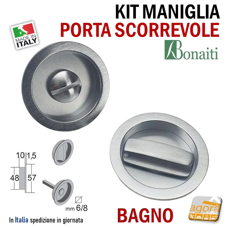 MANIGLIA PER PORTA SCORREVOLE BOCCHETTA LIBERO-OCCUPATO WC X BAGNO SICUREZ BAMBINI FORO 48 D57 CROMO SAT