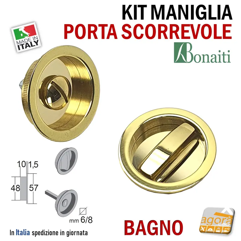 MANIGLIA PER PORTA SCORREVOLE BOCCHETTA LIBERO-OCCUPATO WC X BAGNO SICUREZ BAMBINI FORO 48 D57 OTTONE