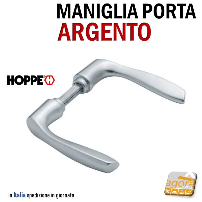 MANIGLIA PORTA HOPPE IN ALLUMINIO ARGENTO MILANO 143 F1 QUADRO 8X8 LUNGO