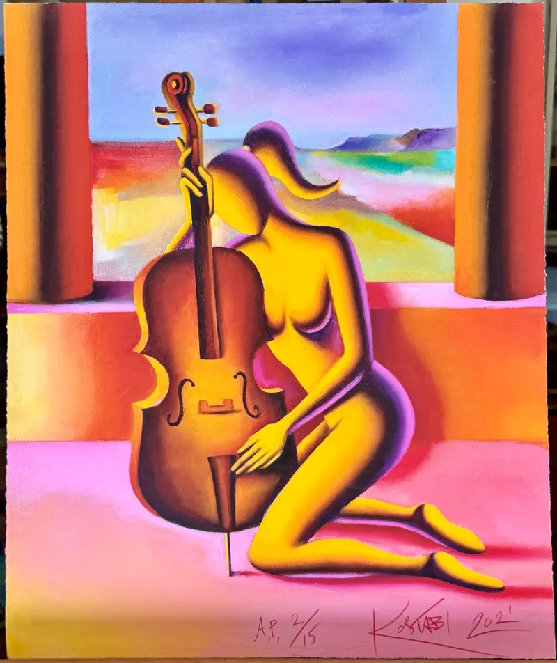 Mark Kostabi – “Senza titolo - Donna con violoncello” – fine art giclée a piena pagina 2/15 – 2021