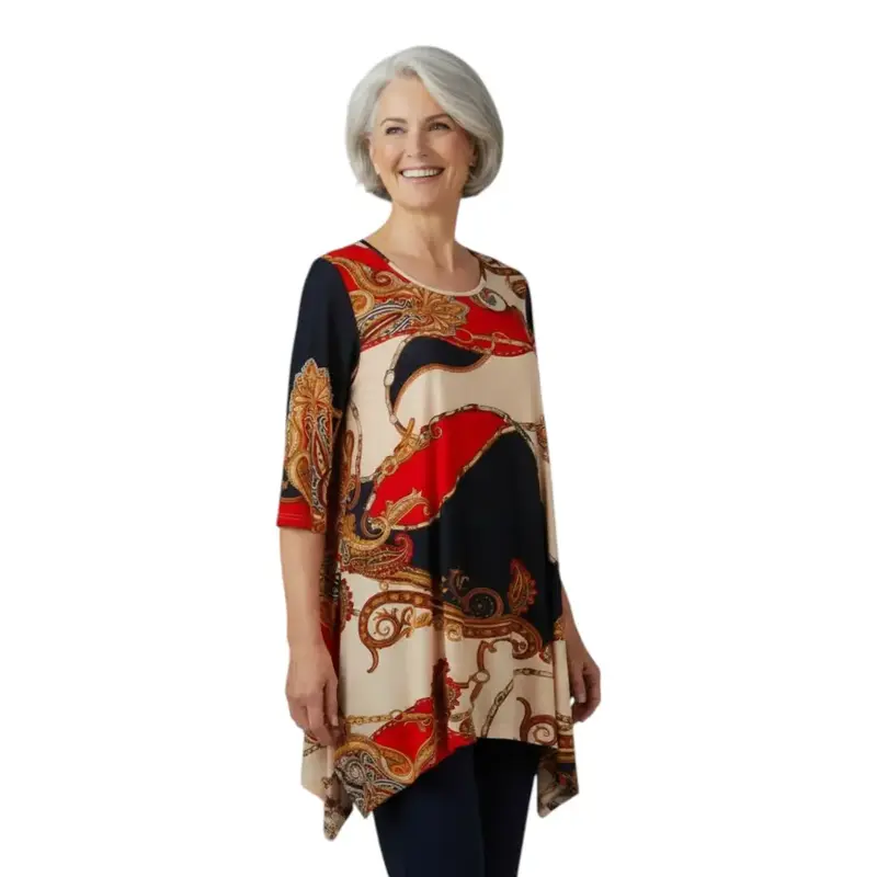 Maxi maglia con manica a 3/4 svasata in viscosa Cashmere