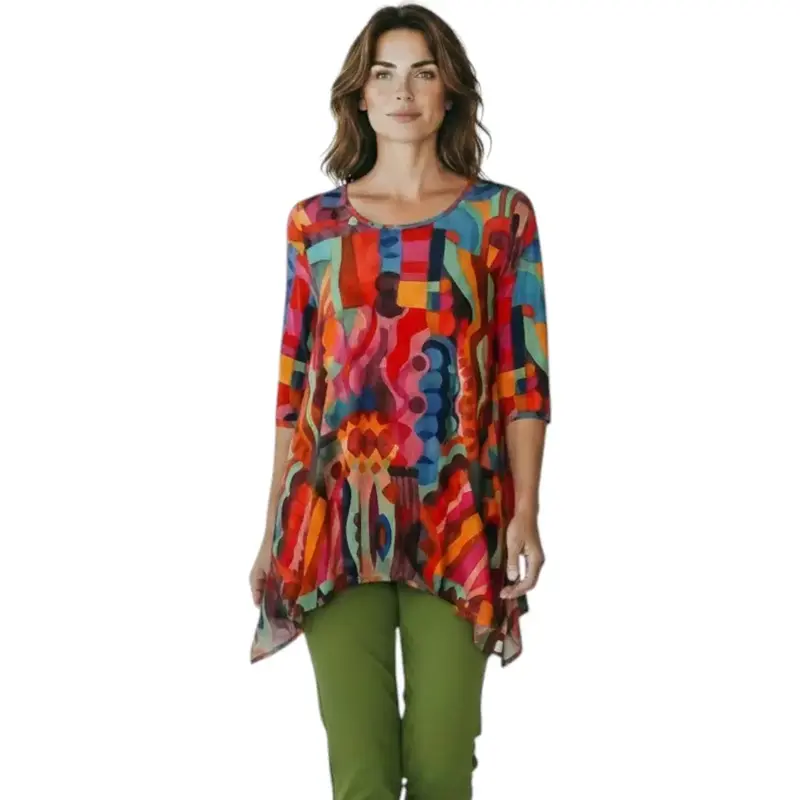 Maxi maglia con manica a 3/4 svasata in viscosa Color