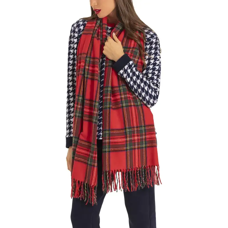 Maxi sciarpa effetto lana Tartan