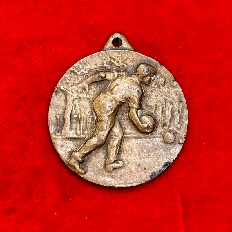 Medaglia sportiva bocce bocciofila bronzo 1920 ca