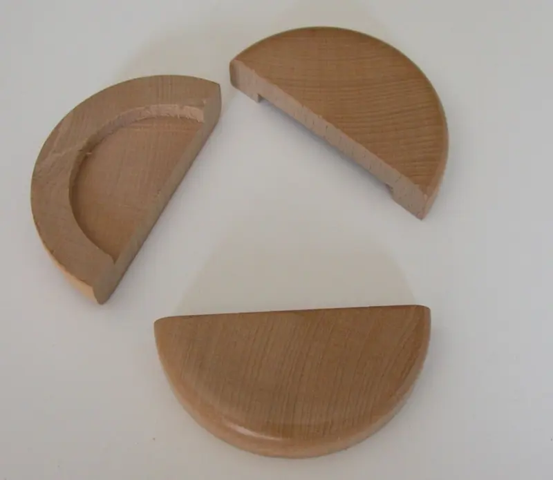 MEZZALUNA ARREDO VERO LEGNO FAGGIO 85x41mmX18H COPERTURA-PLACCA-TAPPO.