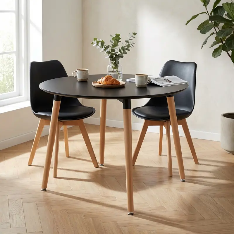 Milo - tavolo fisso da giardino nero in legno plastica