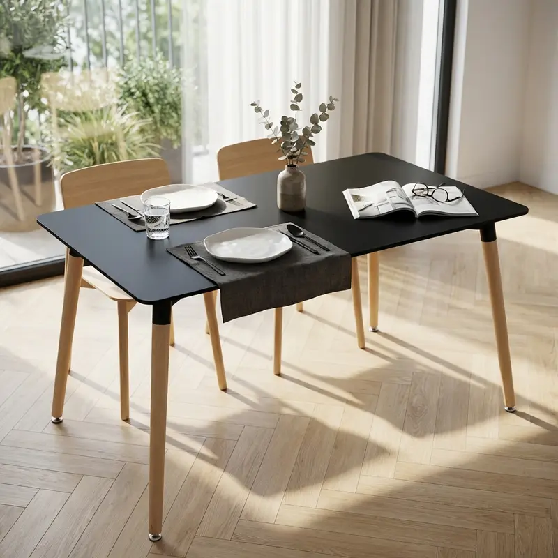 Milo - tavolo fisso in legno nero 120x80