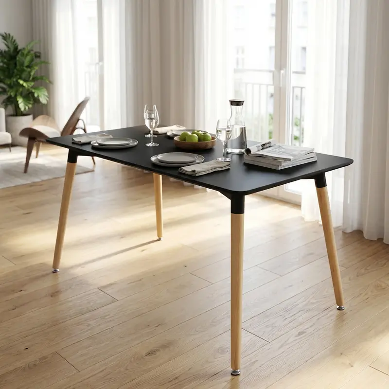 Milo - tavolo fisso in legno nero 140x80